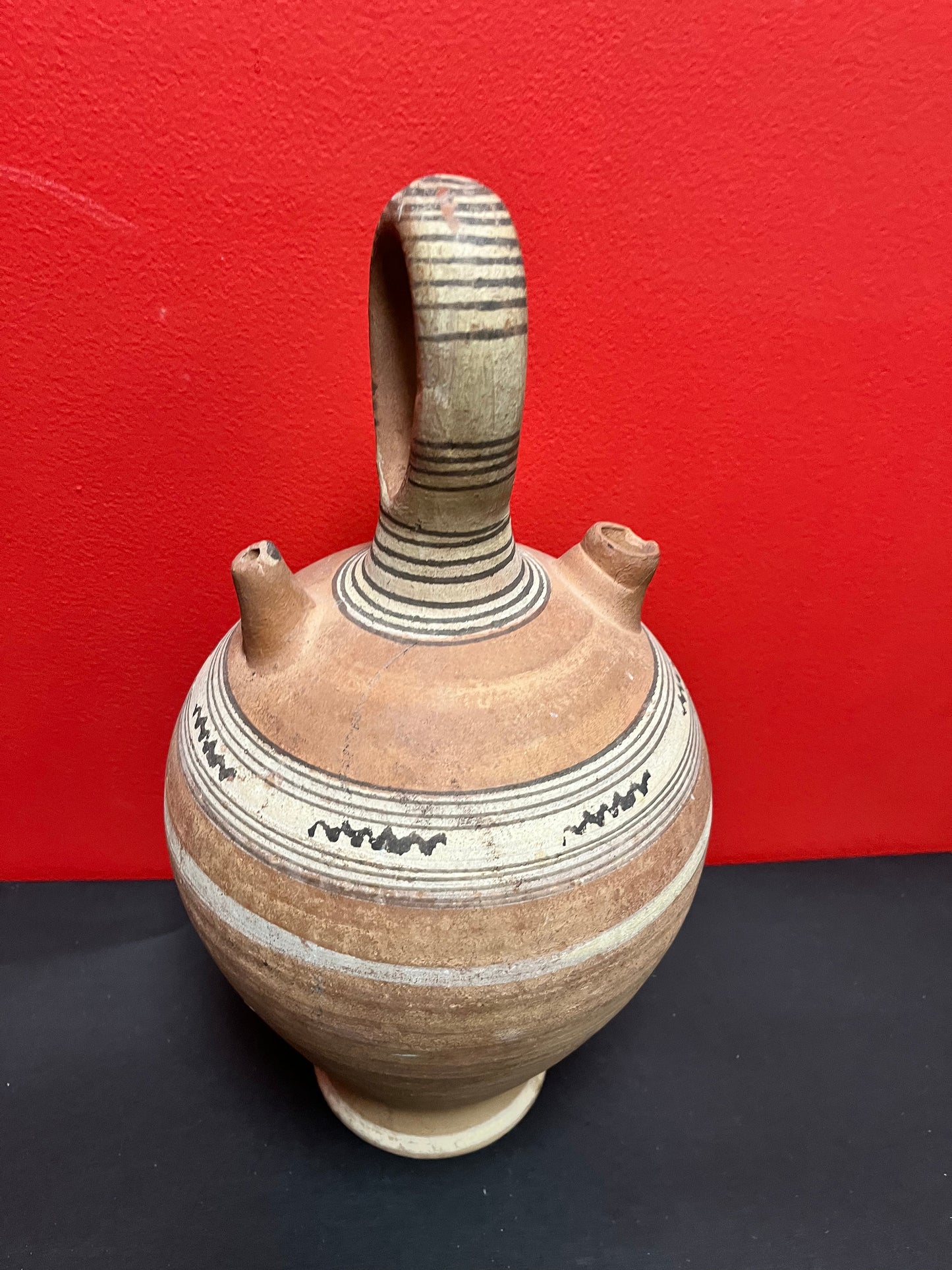 Fabulous 16 inch tall, pre-Columbian, authentic Clay vessel   couple minor chips and priced accordingly  estate piece