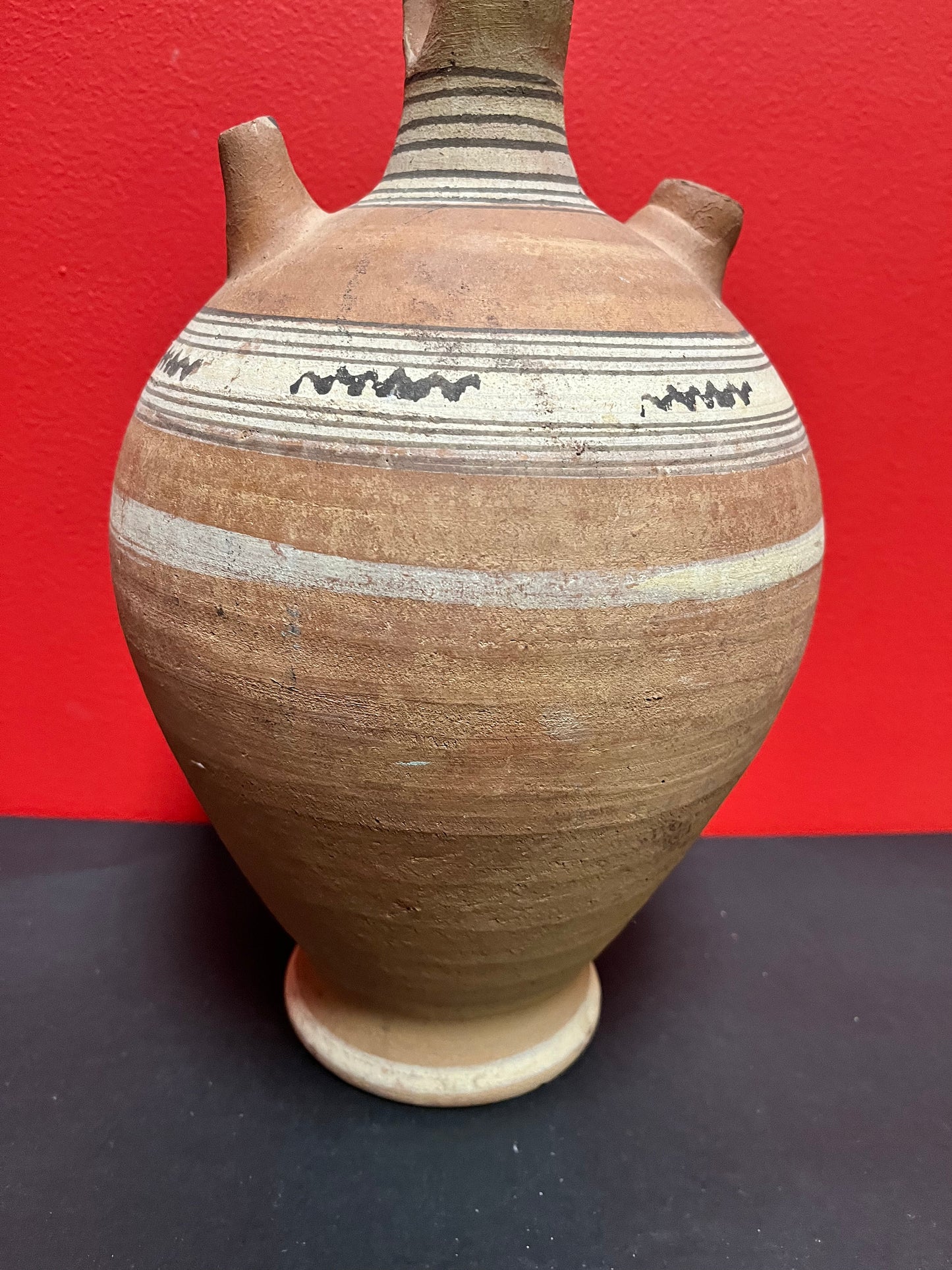 Fabulous 16 inch tall, pre-Columbian, authentic Clay vessel   couple minor chips and priced accordingly  estate piece