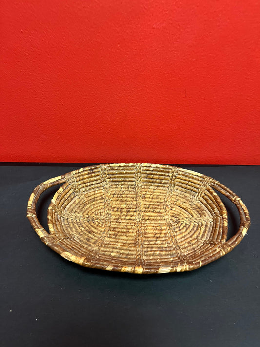 Unique indigenous first nations pacific northwest coast, 8 x 12 long hand woven basket - good condition