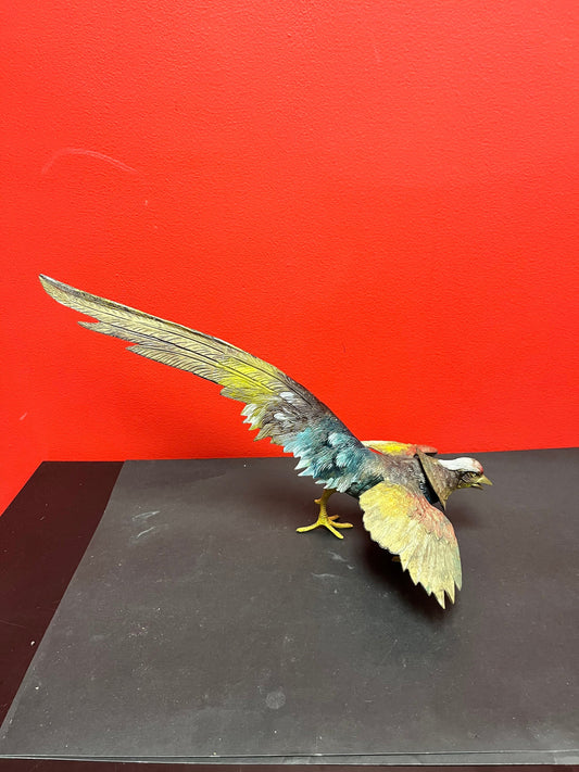 17 x 9 inch Austrian bronze authentic cold painted bronze pheasant  fabulous condition and wonderful patina  wow wow