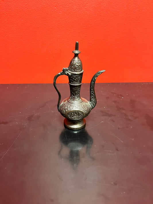 Middle eastern stunning, 7 inch bronze, well detailed ewer  really lovely, piece and heavy