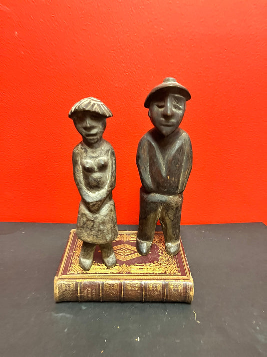 Fabulous antique Ethiopian grave marker statues   8 and 9 inches high   wonderful historical value and Great patina  wow