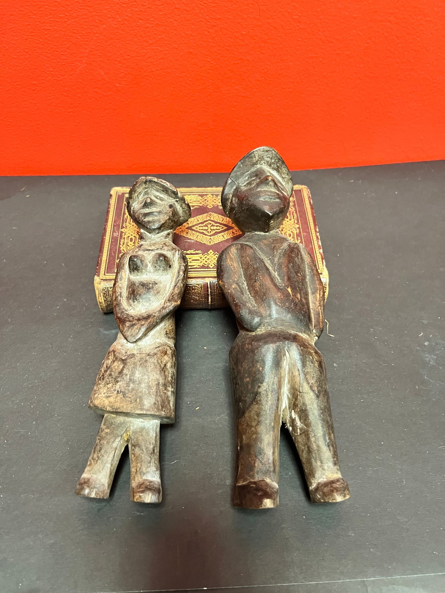 Fabulous antique Ethiopian grave marker statues   8 and 9 inches high   wonderful historical value and Great patina  wow