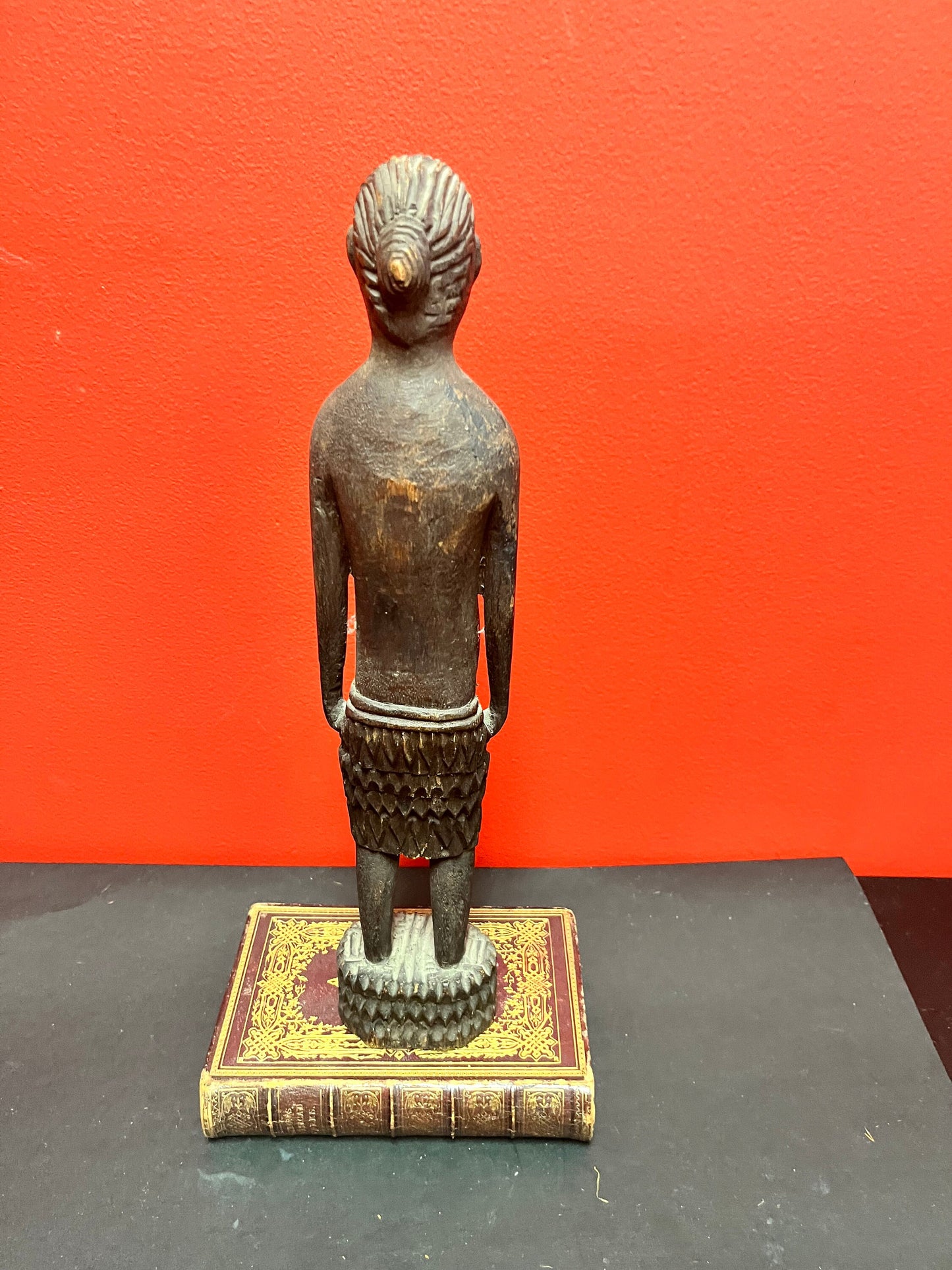 A  Stunning antique 14 inch tall western African statue of a lady   wonderful Patina and detail