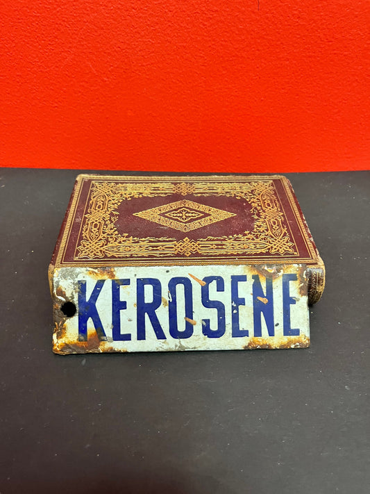 6 x 2 authentic antique enamel kerosene sign