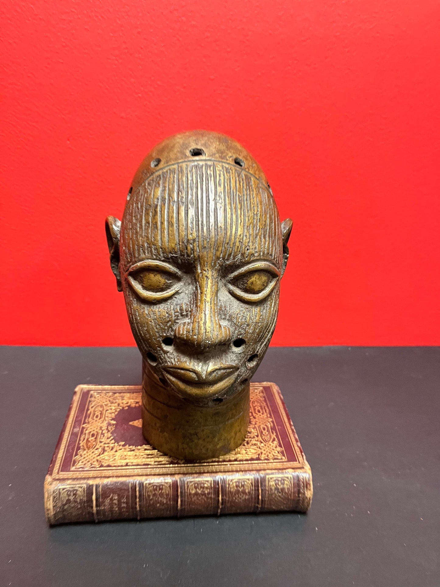 Antique authentic African 8 x 3 bronze Benin bust! Wonderful patina and quality  really rare!