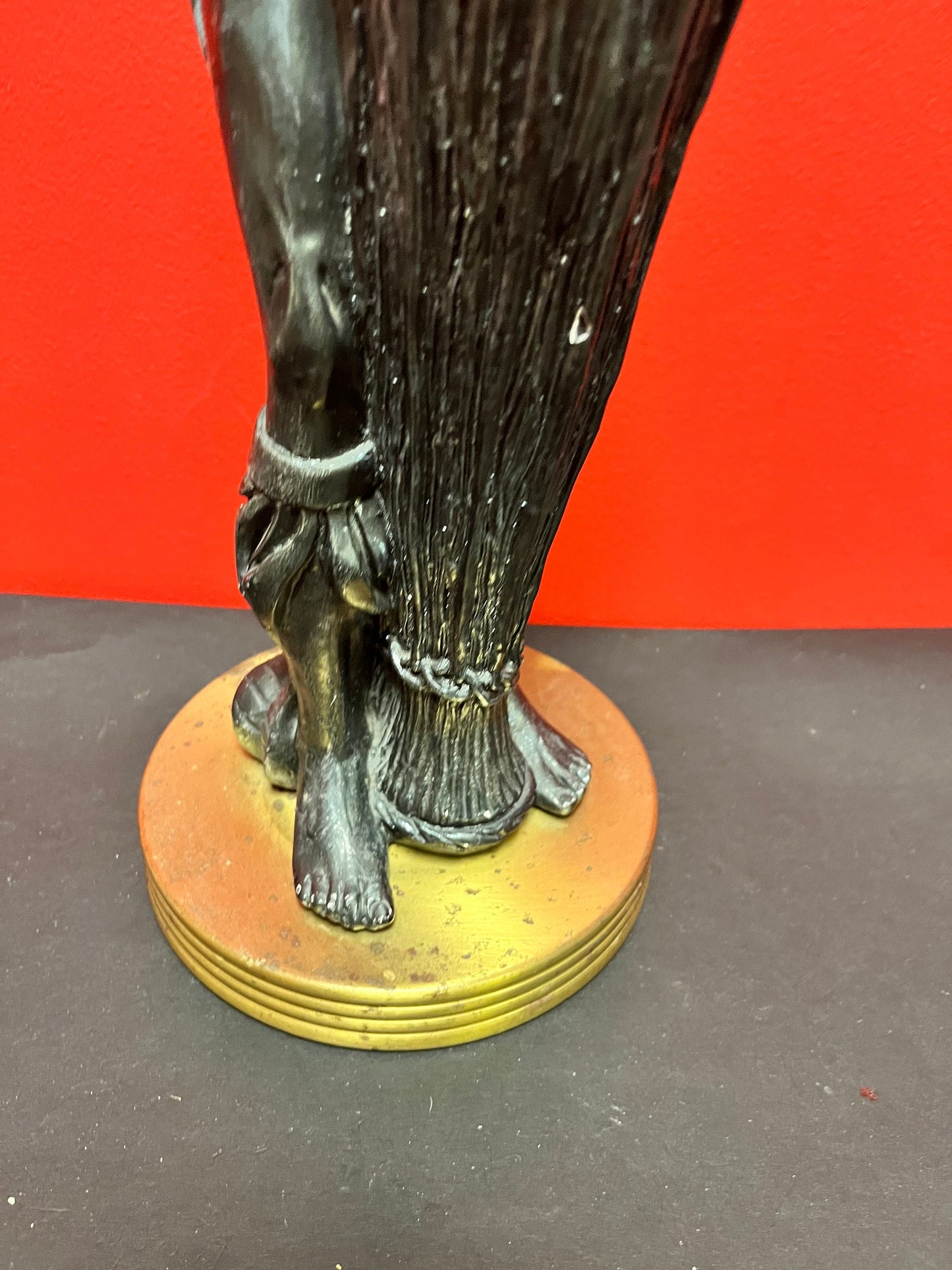 Fabulous 26 x 7 wide bronze spelter African statue of a drummer