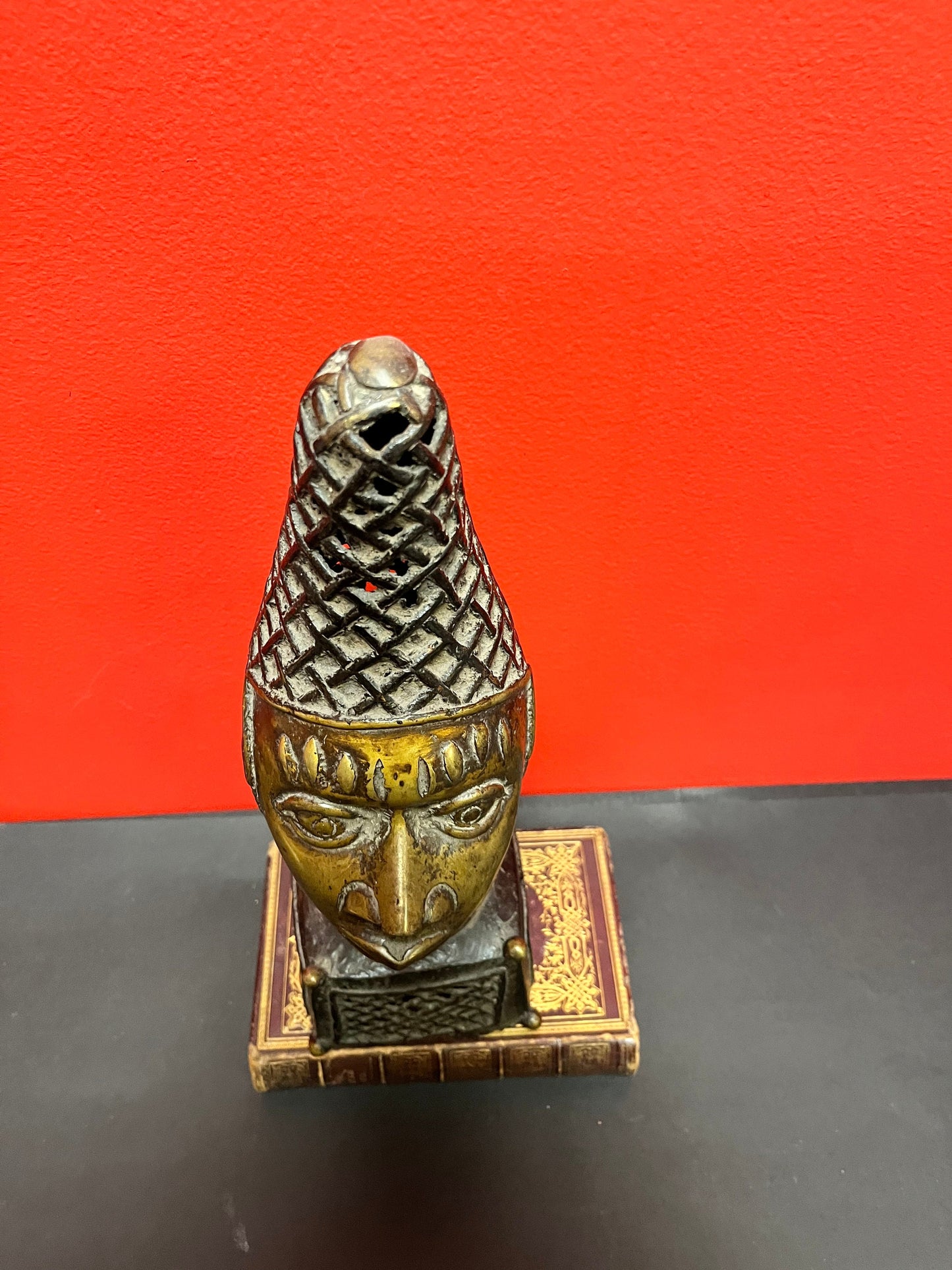 Rare 13 x 3.5 inch wonderful antique authentic African Benin bronze bust