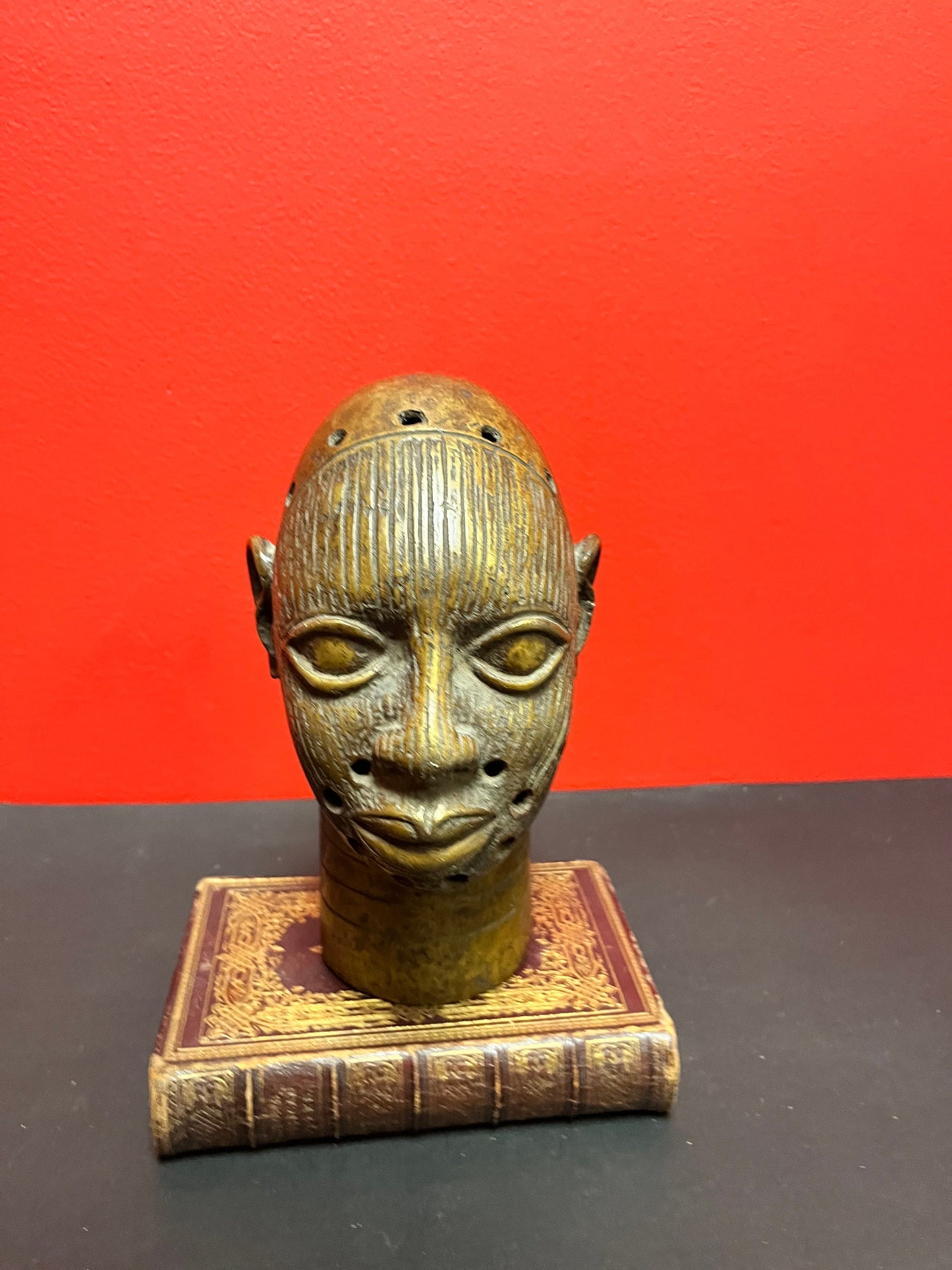 Antique authentic African 8 x 3 bronze Benin bust! Wonderful patina and quality  really rare!