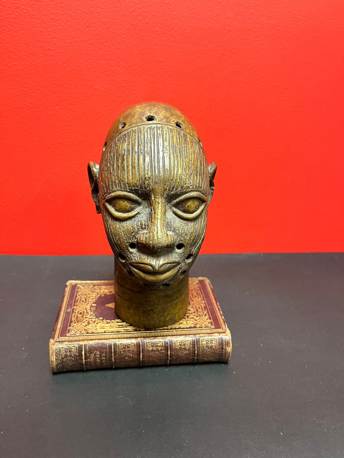 Antique authentic African 8 x 3 bronze Benin bust! Wonderful patina and quality  really rare!