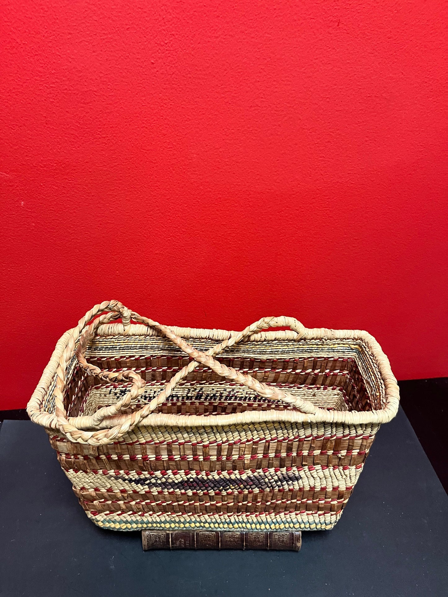 Museum quality 11 x 13 high indigenous first nations coast Salish  basket with handles  in mint condition  wow