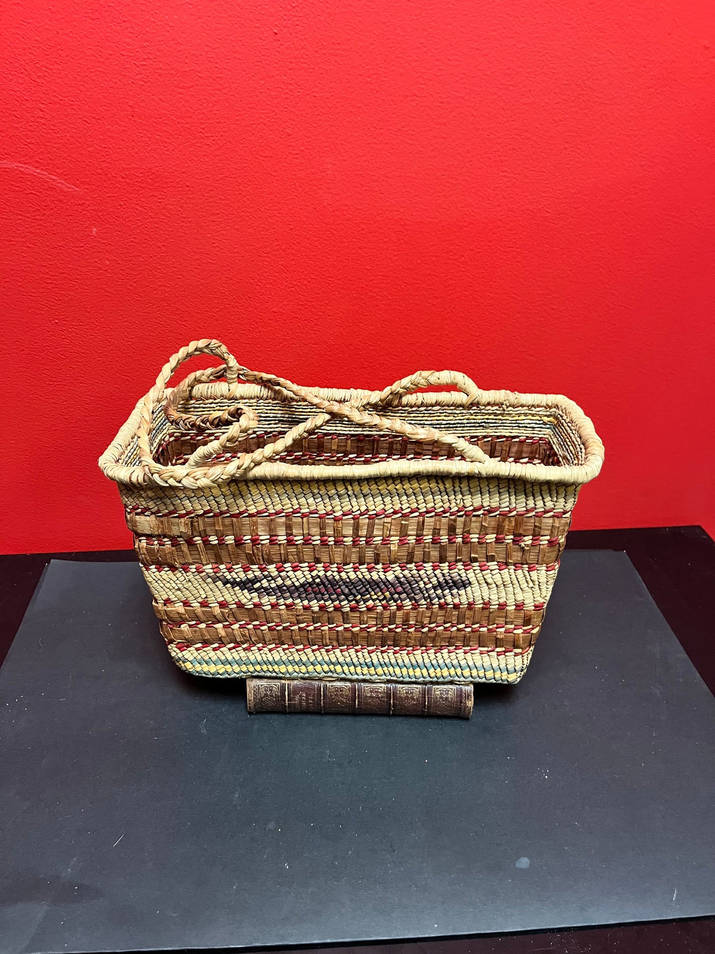 Museum quality 11 x 13 high indigenous first nations coast Salish  basket with handles  in mint condition  wow