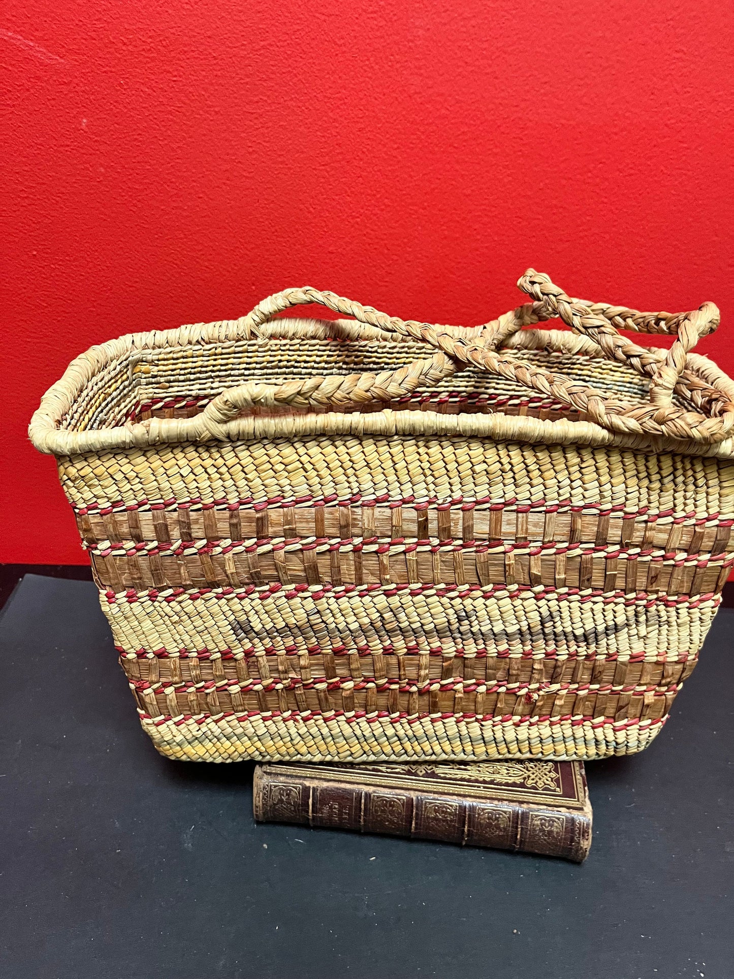 Museum quality 11 x 13 high indigenous first nations coast Salish  basket with handles  in mint condition  wow