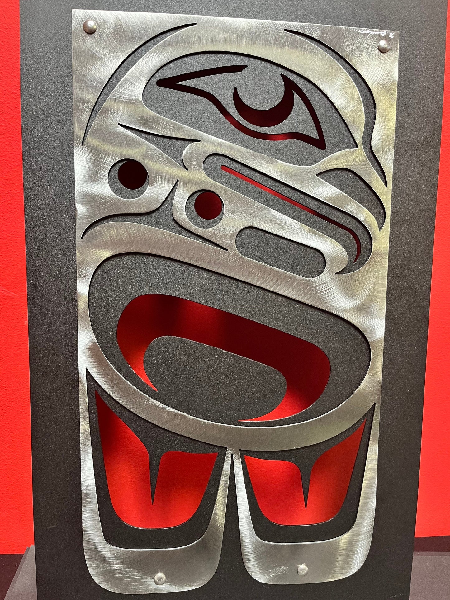 Museum quality 27 x 15 “ Canadian artist Robert Davidson steel and graphite authentic original wall art  spectacular