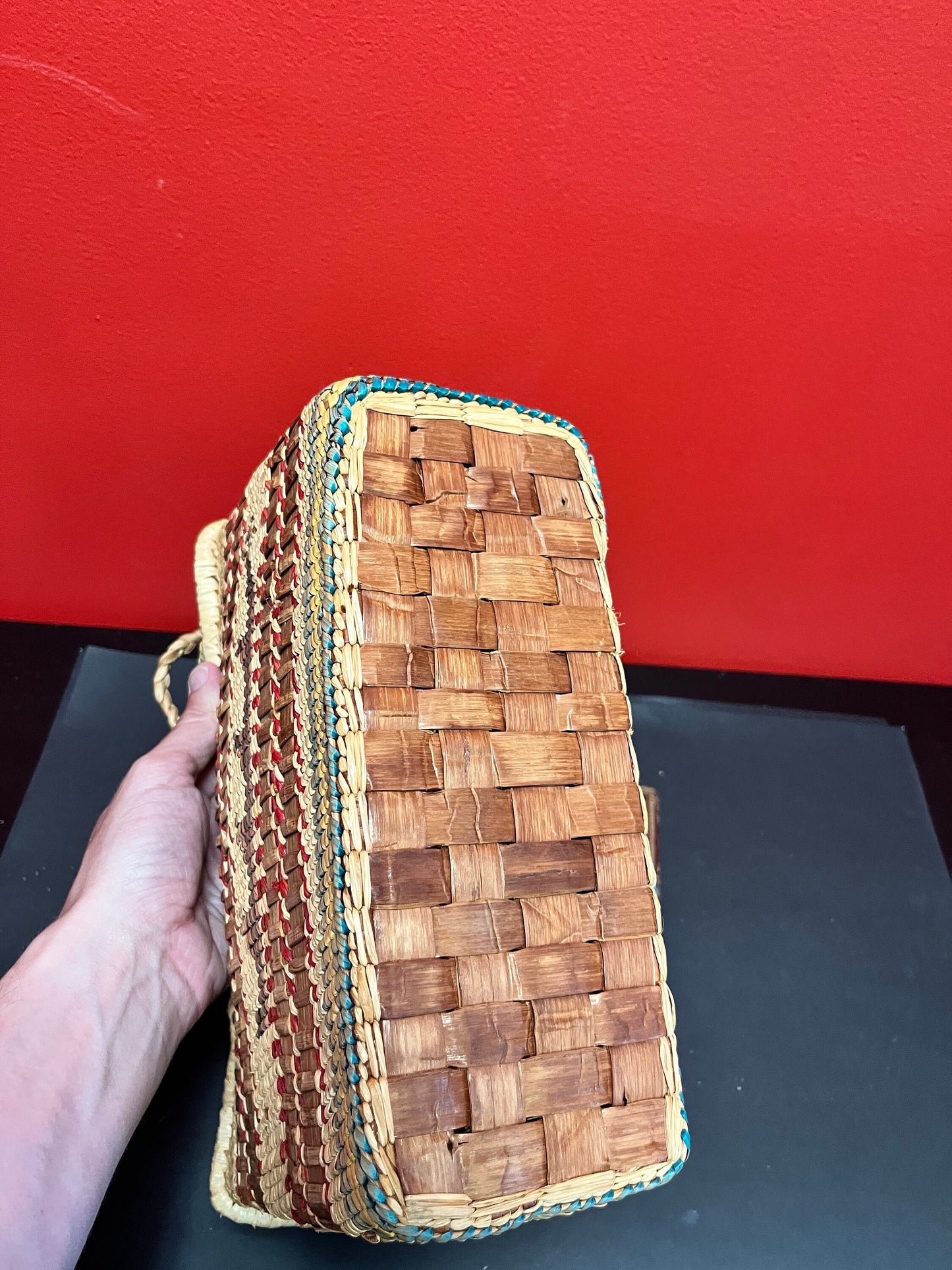 Museum quality 11 x 13 high indigenous first nations coast Salish  basket with handles  in mint condition  wow