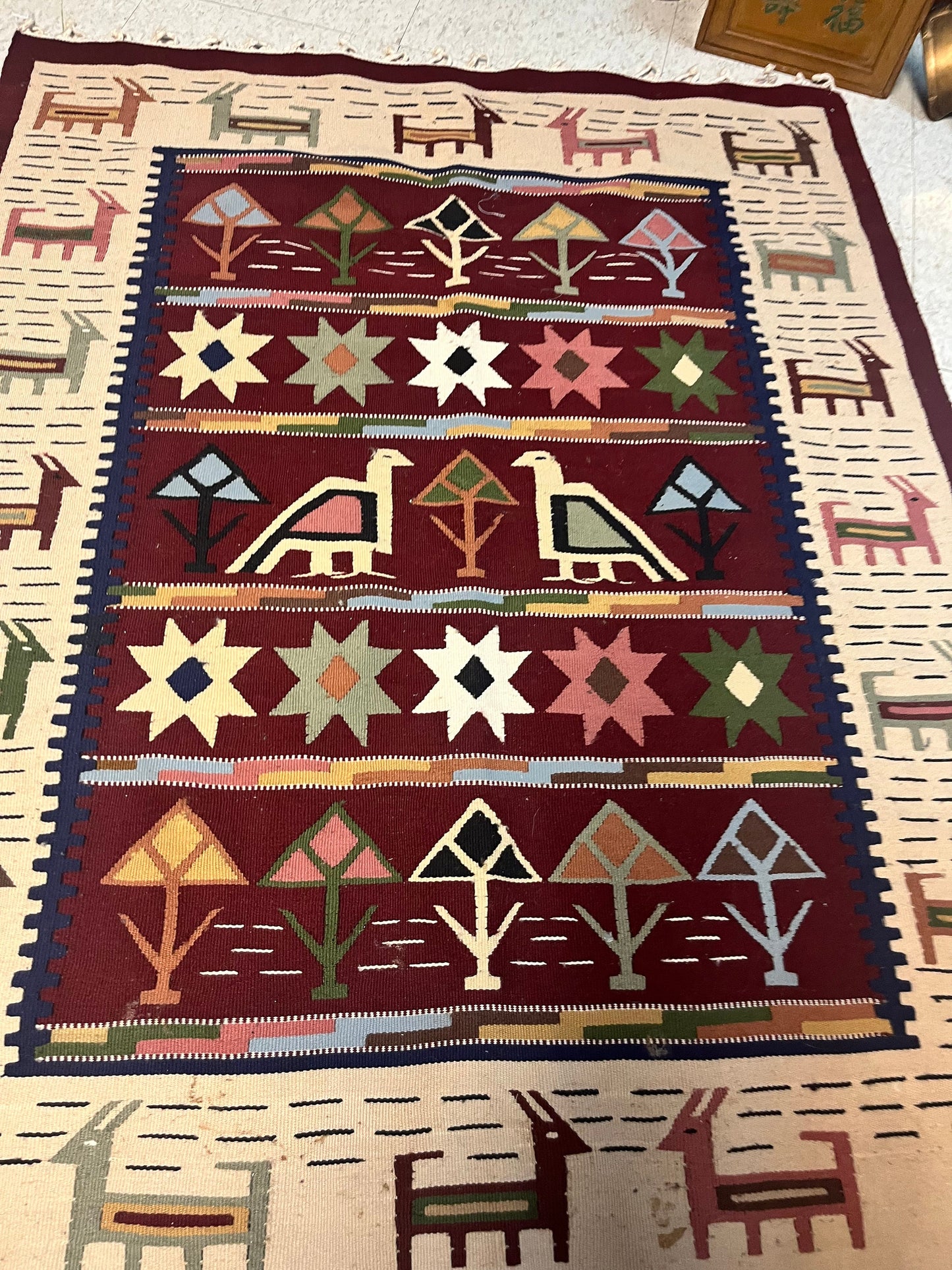 A  64 x 38 authentic navajo wall hanging or rug  minor marking at the bottom, so see photo  wonderful piece great value price