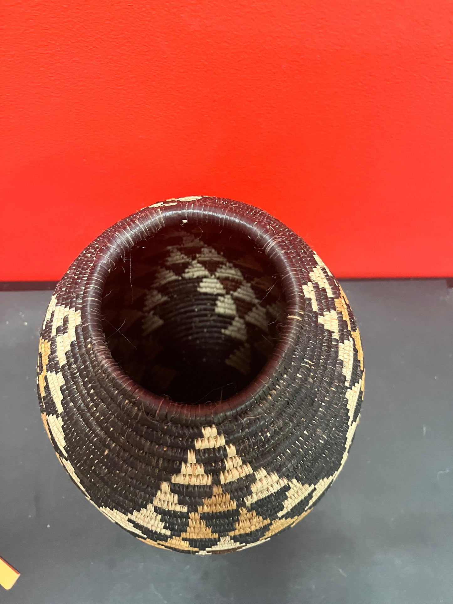 15 inch stunning museum quality traditional African Zulu weaved basket with lid  known artist