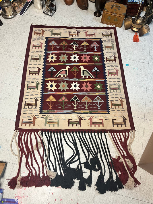 A  64 x 38 authentic navajo wall hanging or rug  minor marking at the bottom, so see photo  wonderful piece great value price