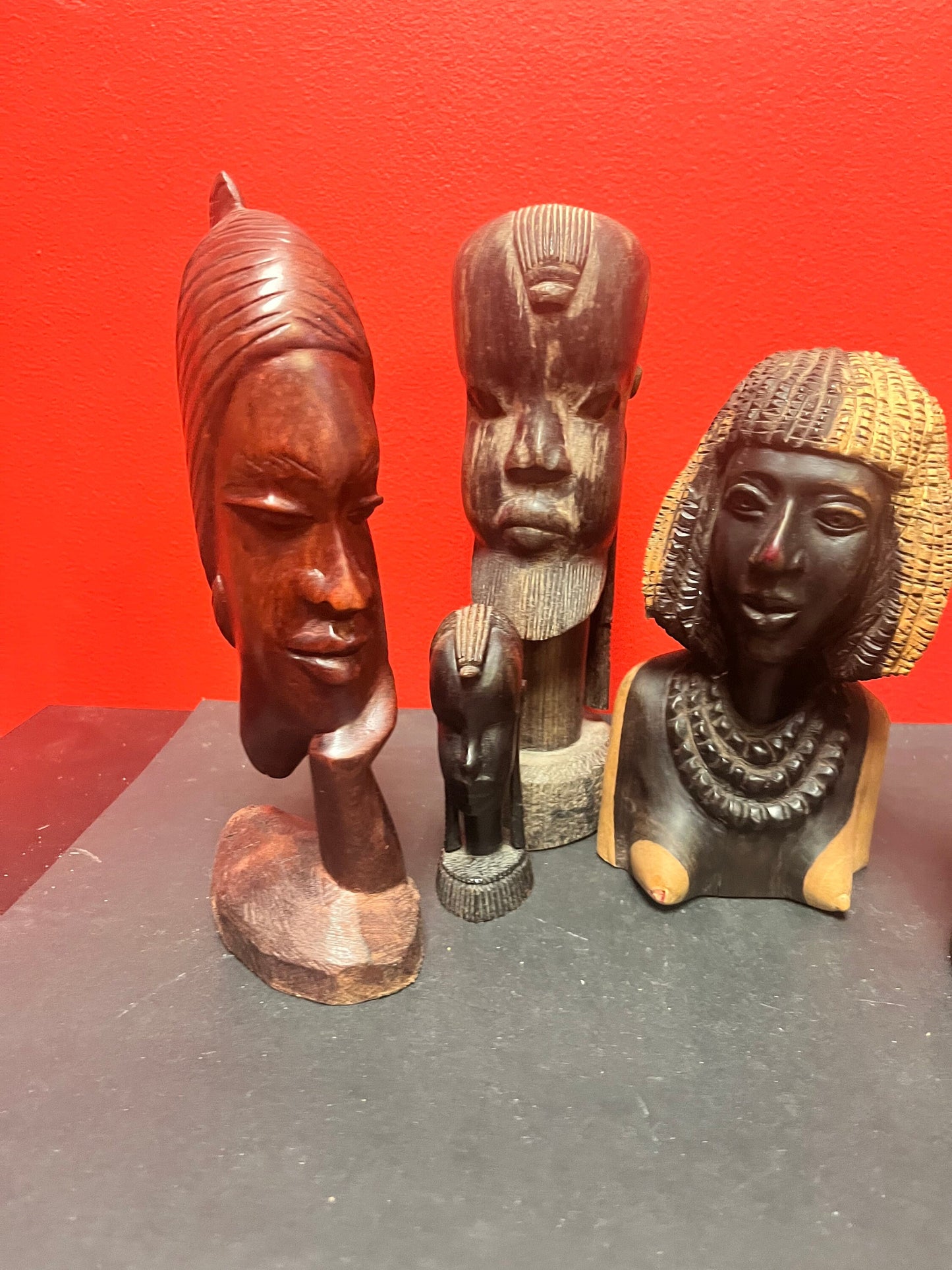 Fabulous lot of seven African wooden busts  all good condition  -perfect for gifts or resale