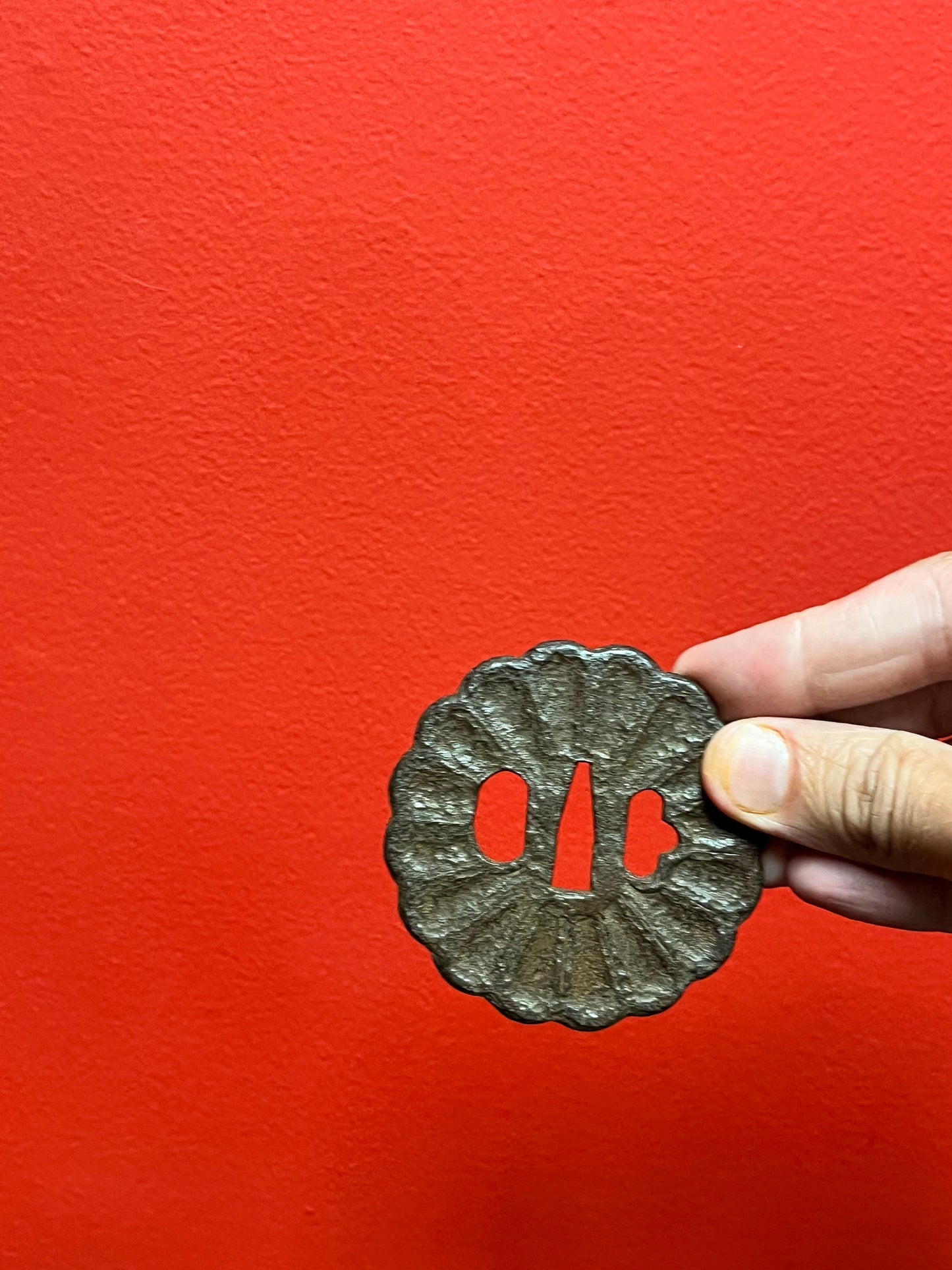 A  3 inch Japanese antique  steel tsuba  lovely patina