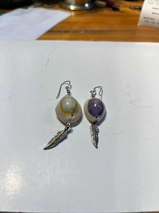 Puka shell earrings  sweet pair