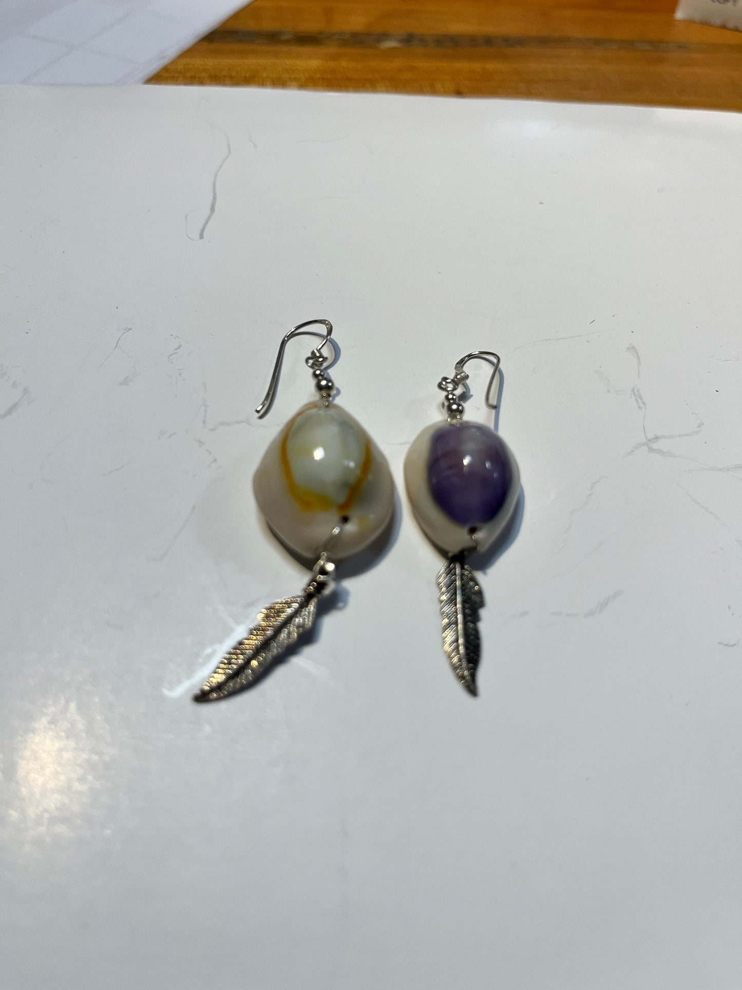 Puka shell earrings  sweet pair