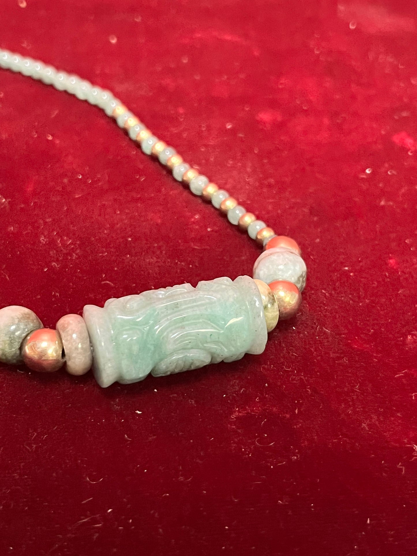 Lovely Chinese jade necklace  approximately 12 inches long  perfect for young woman or Small neckl