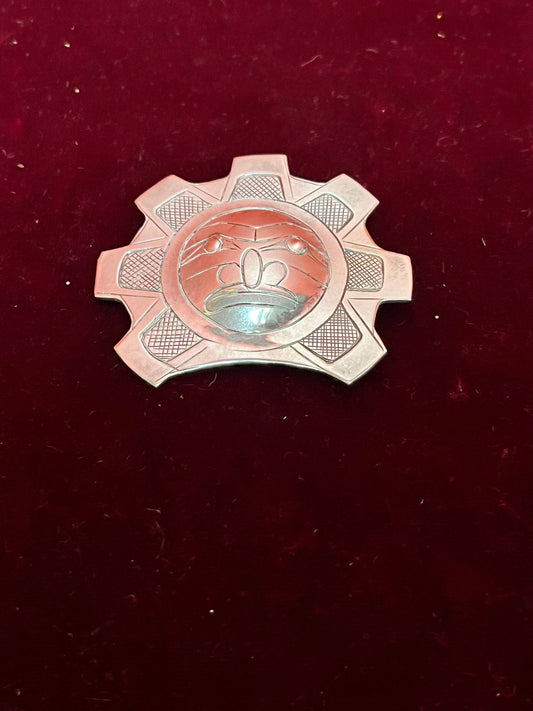 2.5 sterling silver sun mask brooch pendant