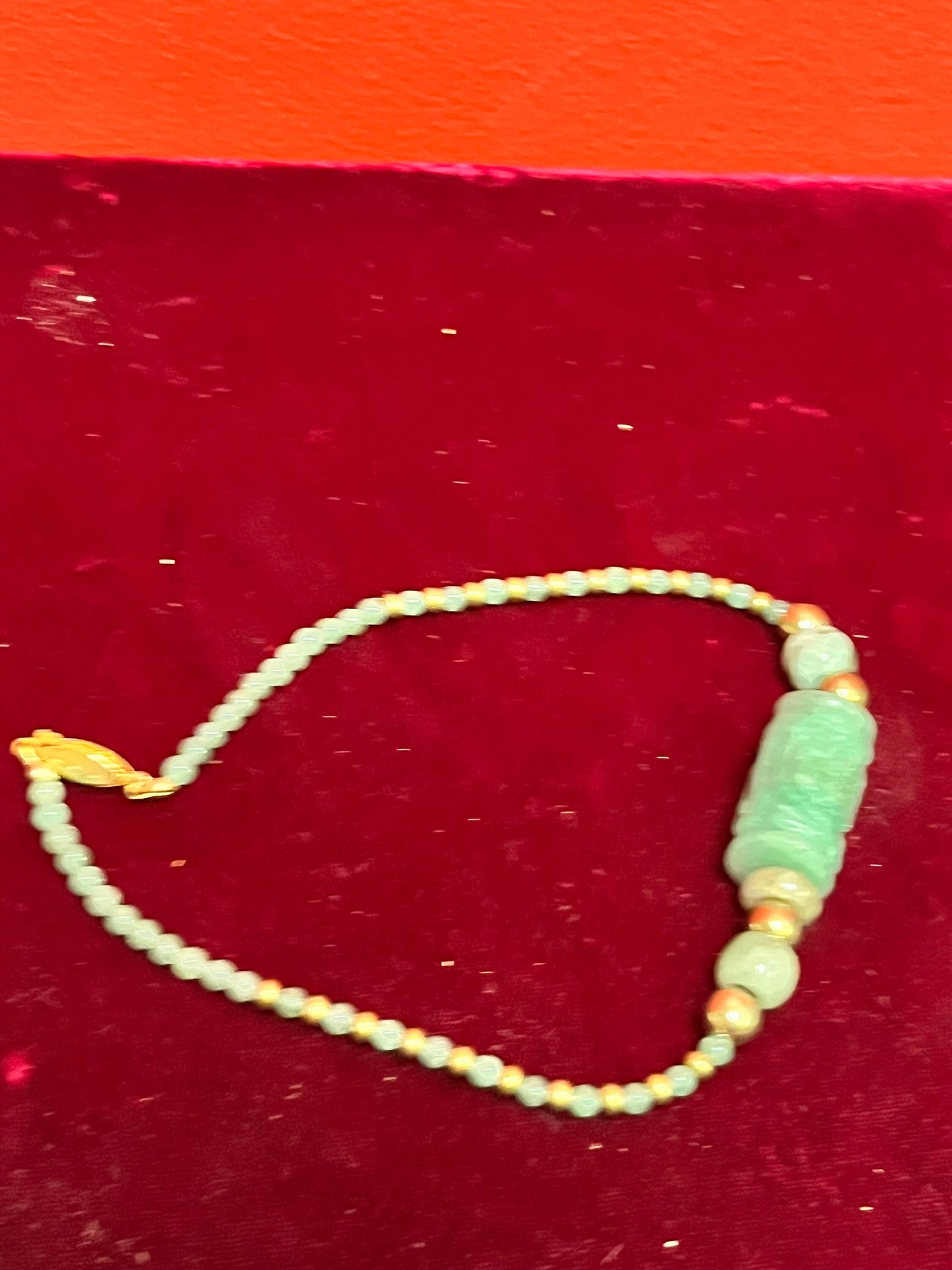 Lovely Chinese jade necklace  approximately 12 inches long  perfect for young woman or Small neckl