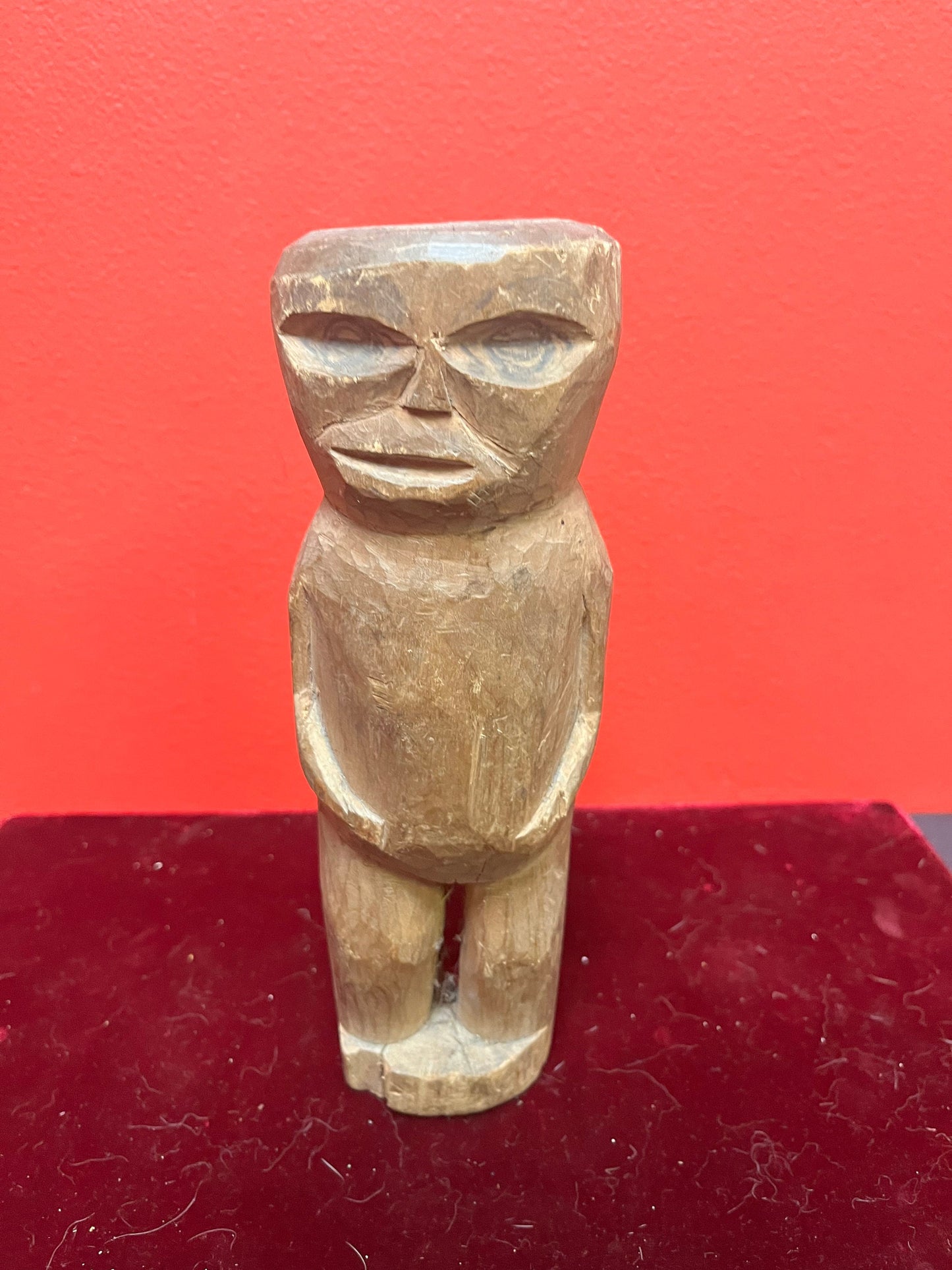 Very early antique first nations indigenous, pacific northwest coast Haida carved wooden statue  possibly child made   primitive beauty