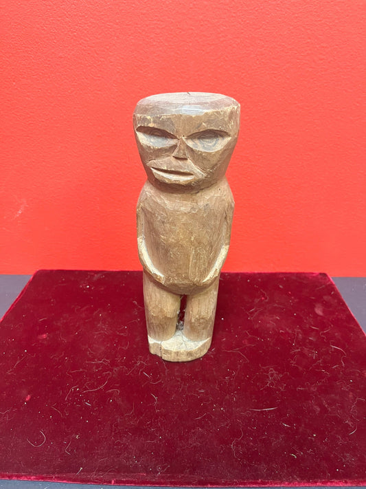 Very early antique first nations indigenous, pacific northwest coast Haida carved wooden statue  possibly child made   primitive beauty