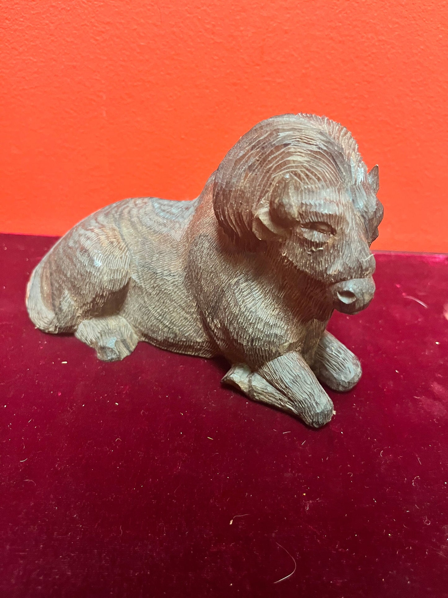 Lovely 7 inch Ironwood ram statue  heavy and well detailed