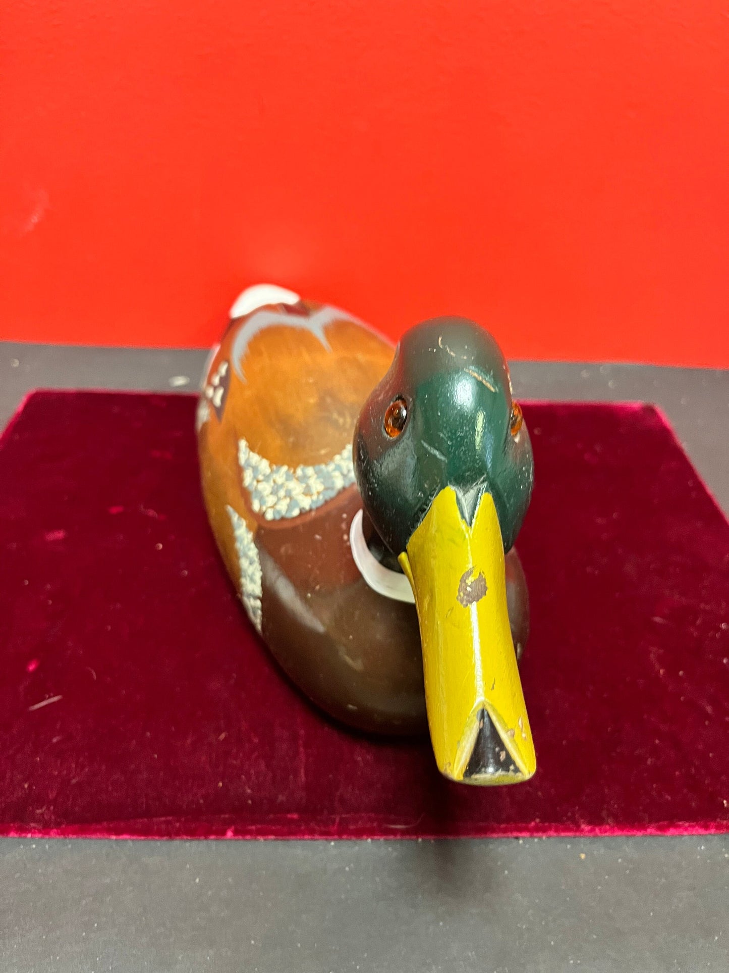 A  Lovely 13 inch Canadian wooden mallard duck decoy  great condition and paintwork  wow