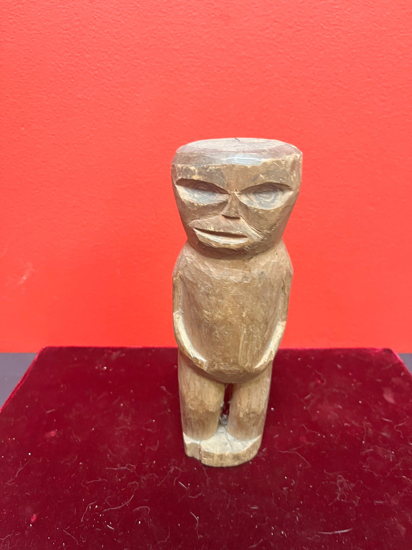 Very early antique first nations indigenous, pacific northwest coast Haida carved wooden statue  possibly child made   primitive beauty