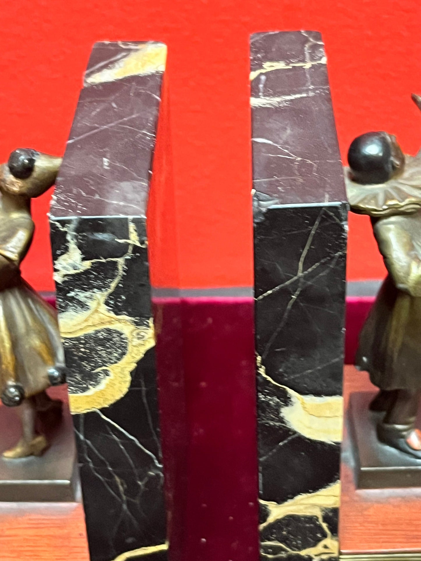 Absolutely stunning 5 1/2 inch high  possibly Franz Bergman Austrian cold painted bronze and marble musical Bookends  wow