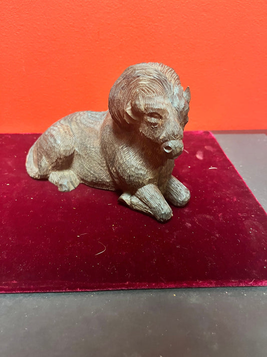 Lovely 7 inch Ironwood ram statue  heavy and well detailed