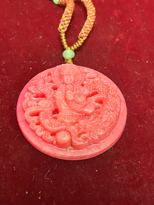 2 1/2 inch red jade Buddha pendant with necklace   wow