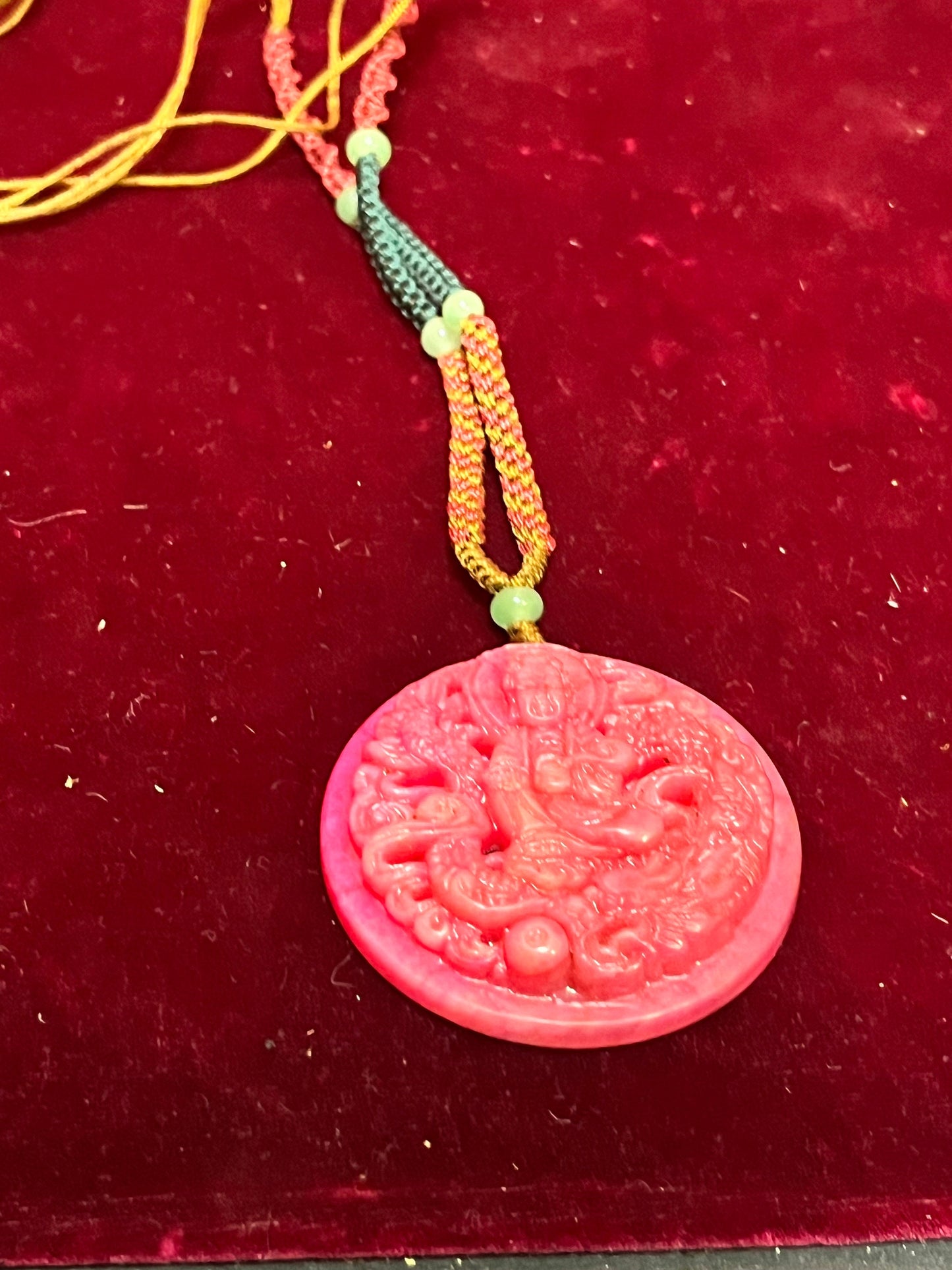 2 1/2 inch red jade Buddha pendant with necklace   wow