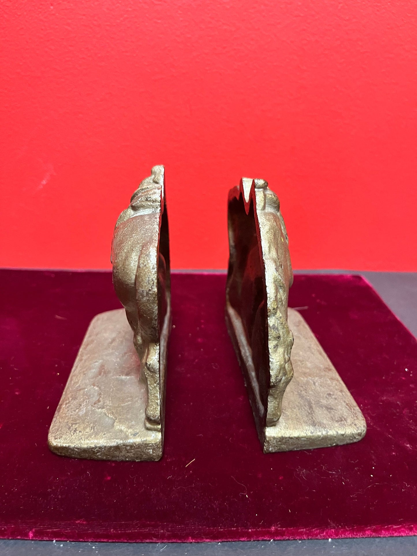 Fabulous heavy 5 x 5 brass bookends of horses   super quality  great for the horse lover  gift  wow