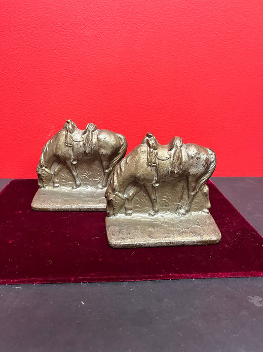 Fabulous heavy 5 x 5 brass bookends of horses   super quality  great for the horse lover  gift  wow