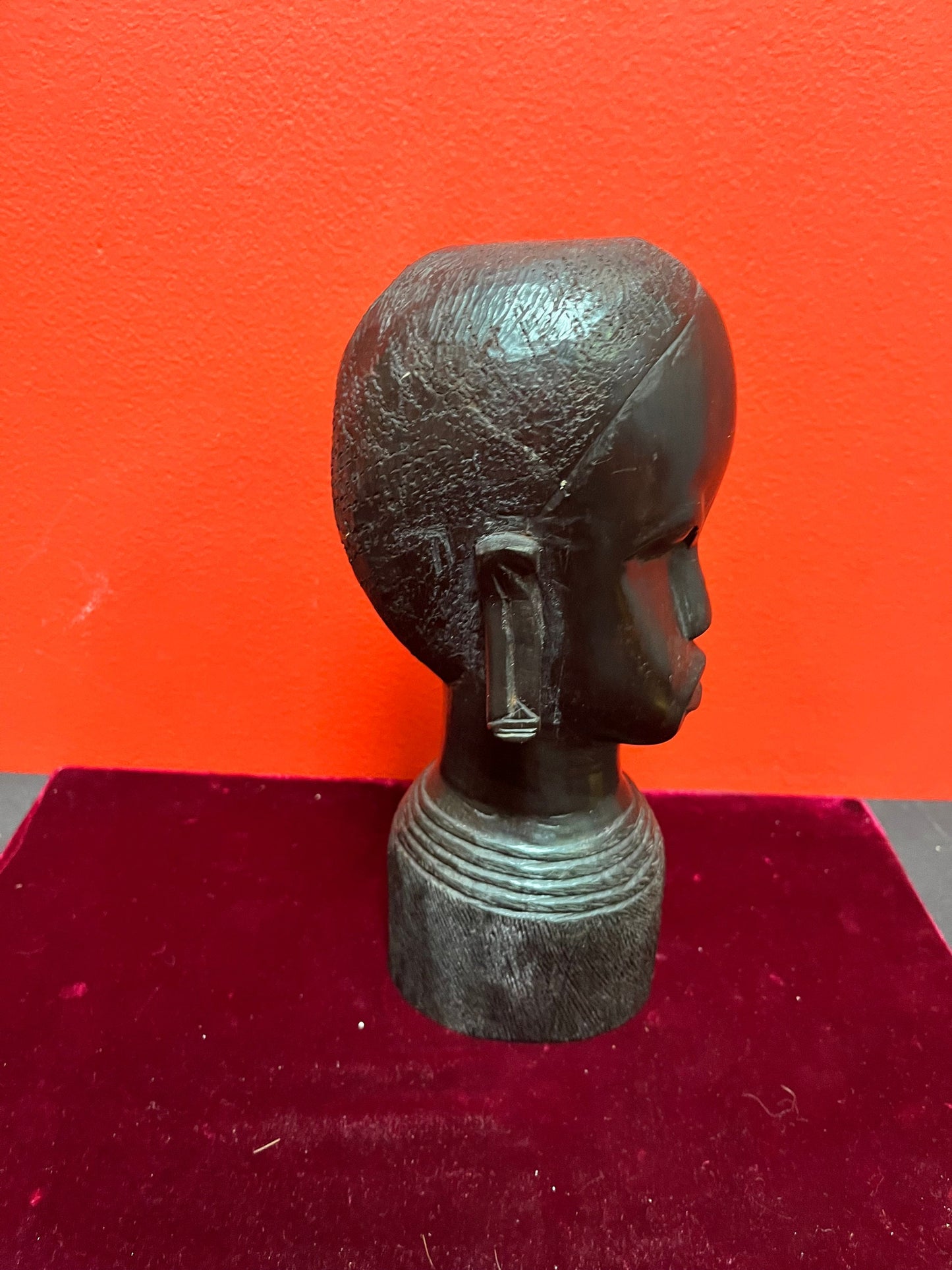 Lovely African Nigerian Ebony wood 9 inch bust of a female  exquisite