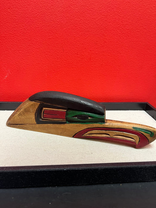 10 x 3“ high indigenous coast Salish signed 3-D cedar eagle   lovely imagery and  detail   Frank and Dora Frenchie