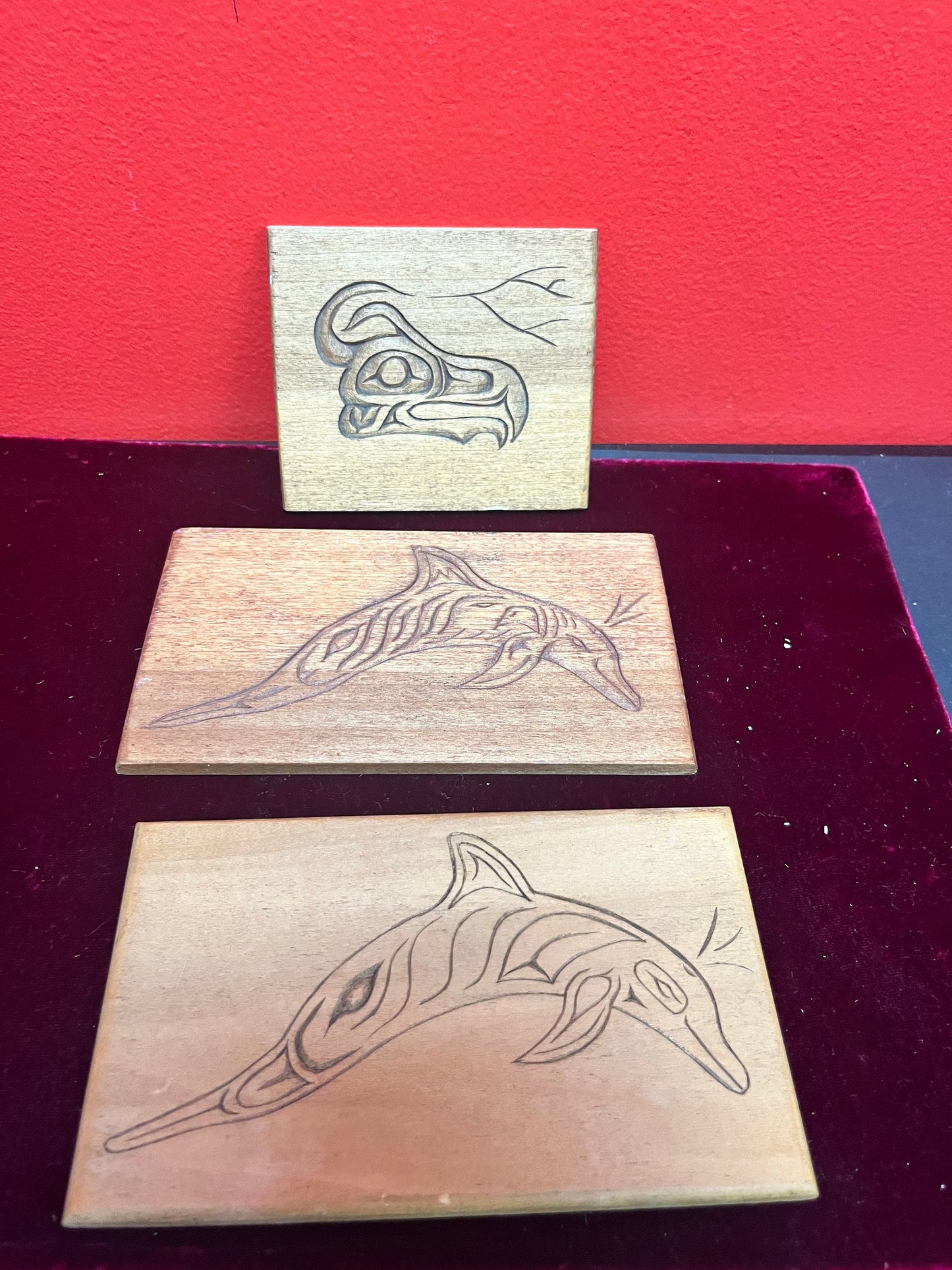 Three small wonderful Indigenous First Nations pacific northwest coast plaques  Delton Mondok  all three  great gifts