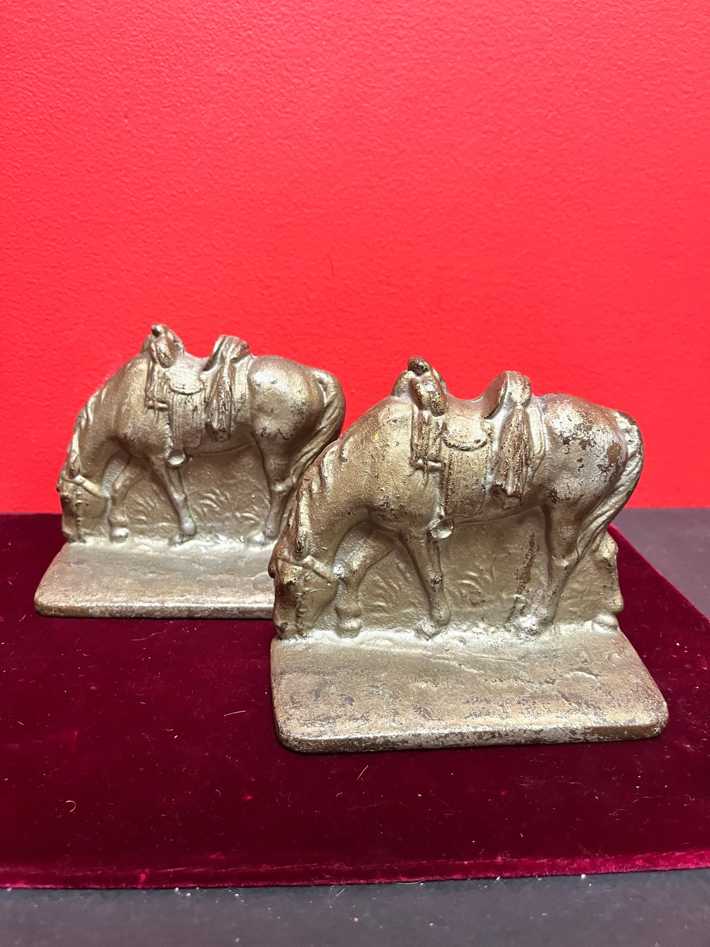 Fabulous heavy 5 x 5 brass bookends of horses   super quality  great for the horse lover  gift  wow