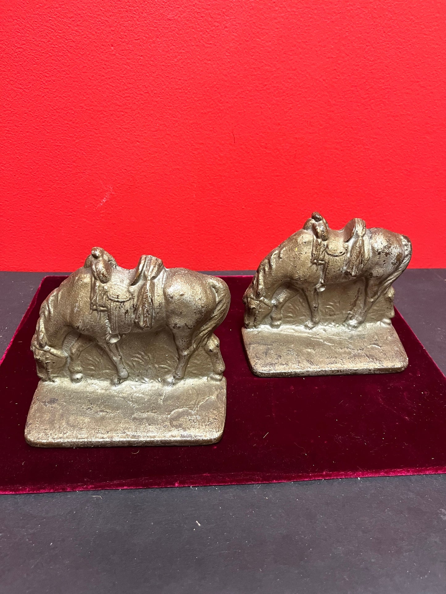 Fabulous heavy 5 x 5 brass bookends of horses   super quality  great for the horse lover  gift  wow