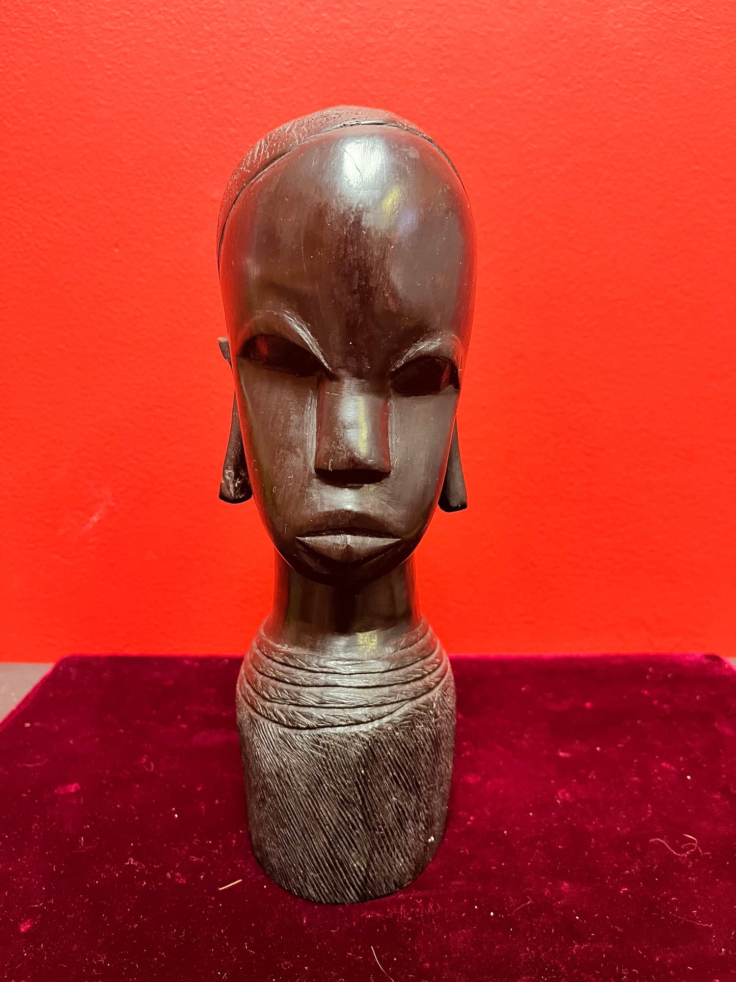 Lovely African Nigerian Ebony wood 9 inch bust of a female  exquisite