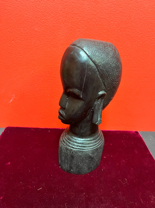 Lovely African Nigerian Ebony wood 9 inch bust of a female  exquisite