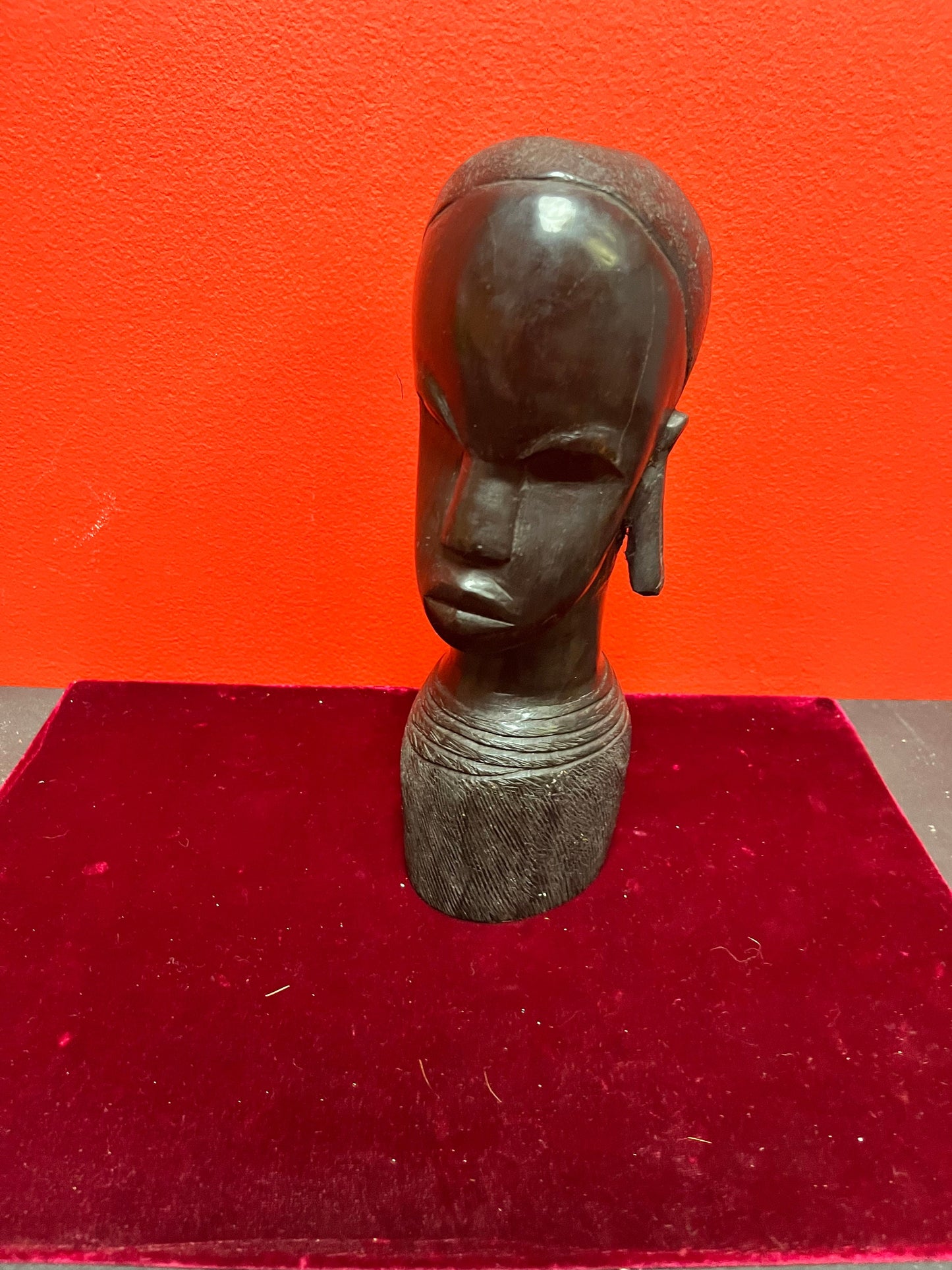 Lovely African Nigerian Ebony wood 9 inch bust of a female  exquisite