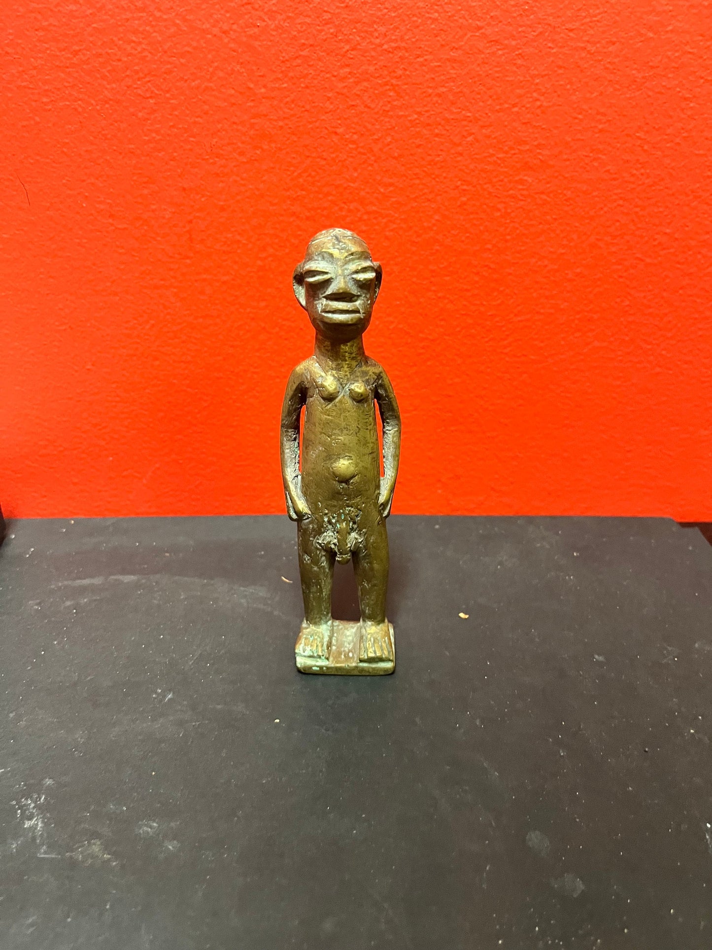 Lovely 6 inch Antique african Benin bronze man with lovely Patina