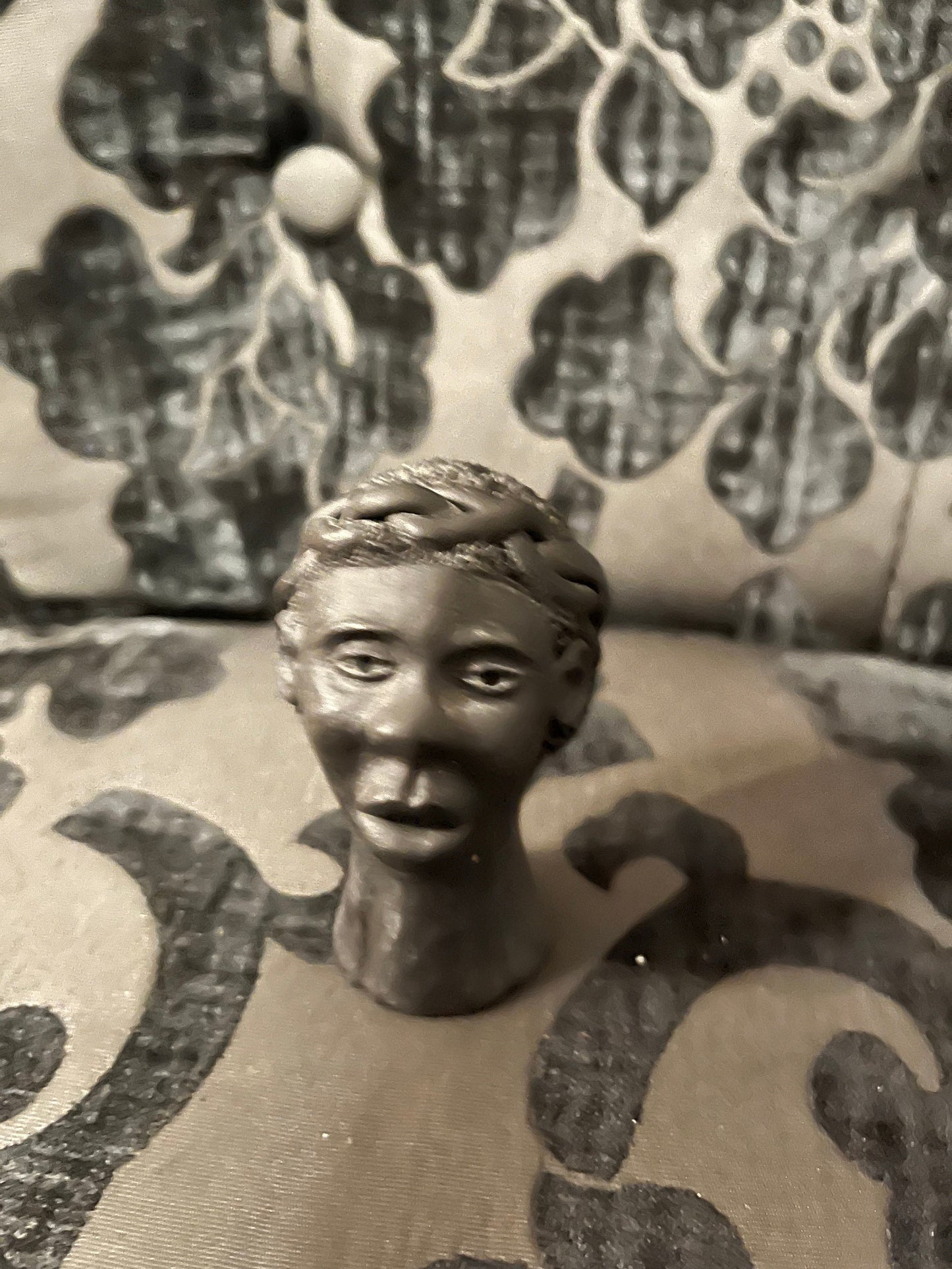 3 inch unique clay bust of a male head